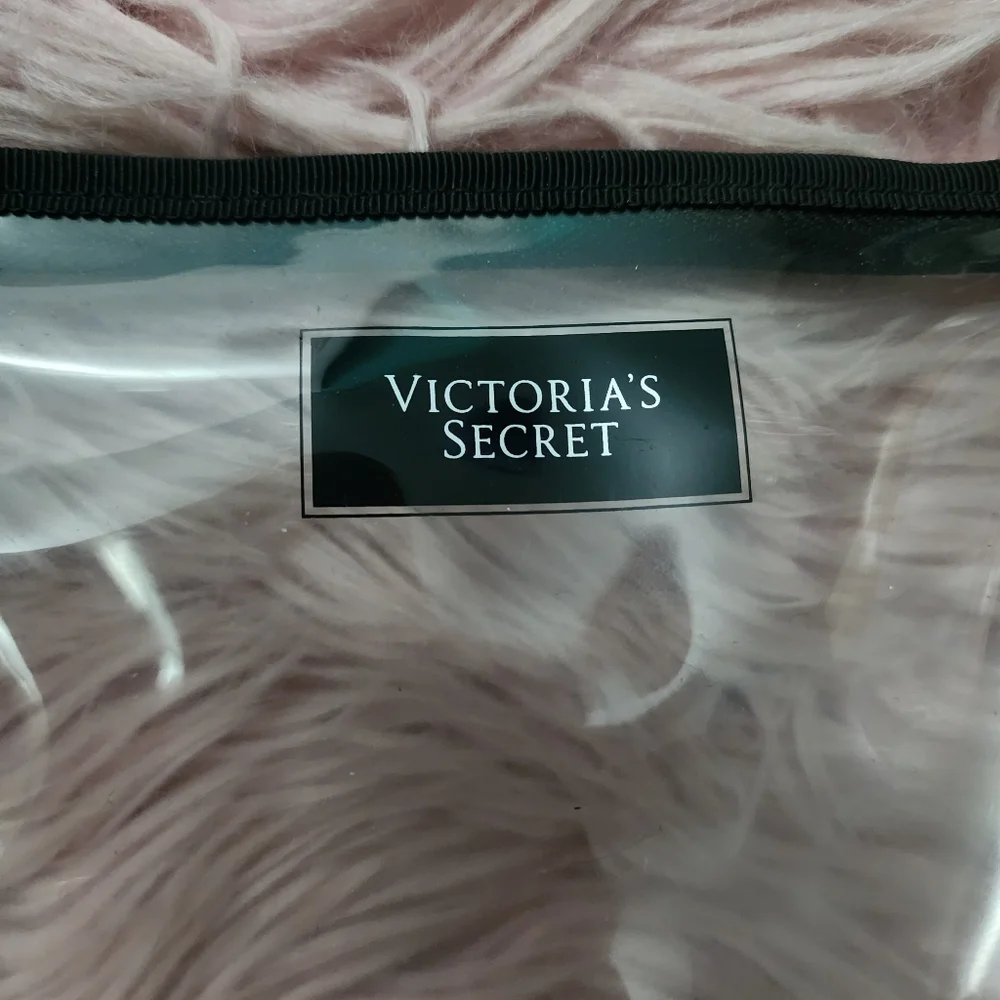 Victoria's Secret clear jelly plastic makeup cosmetic travel bag clutch